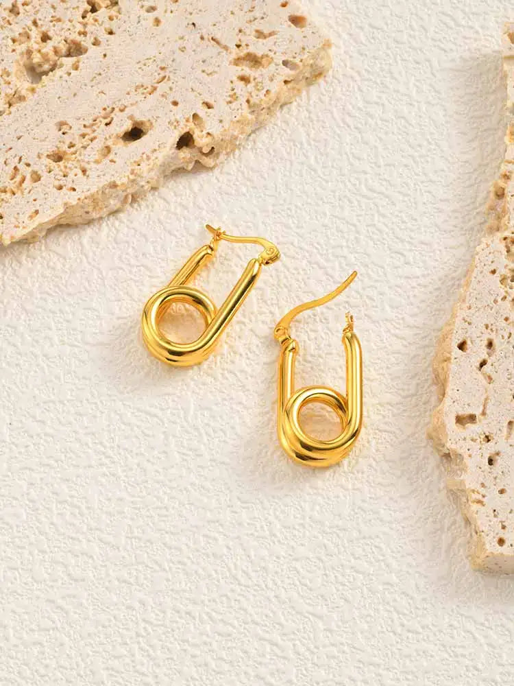 Double Row Paperclip Hoop Earrings – 18K Gold Plated Steel Hoop Earrings SPOT