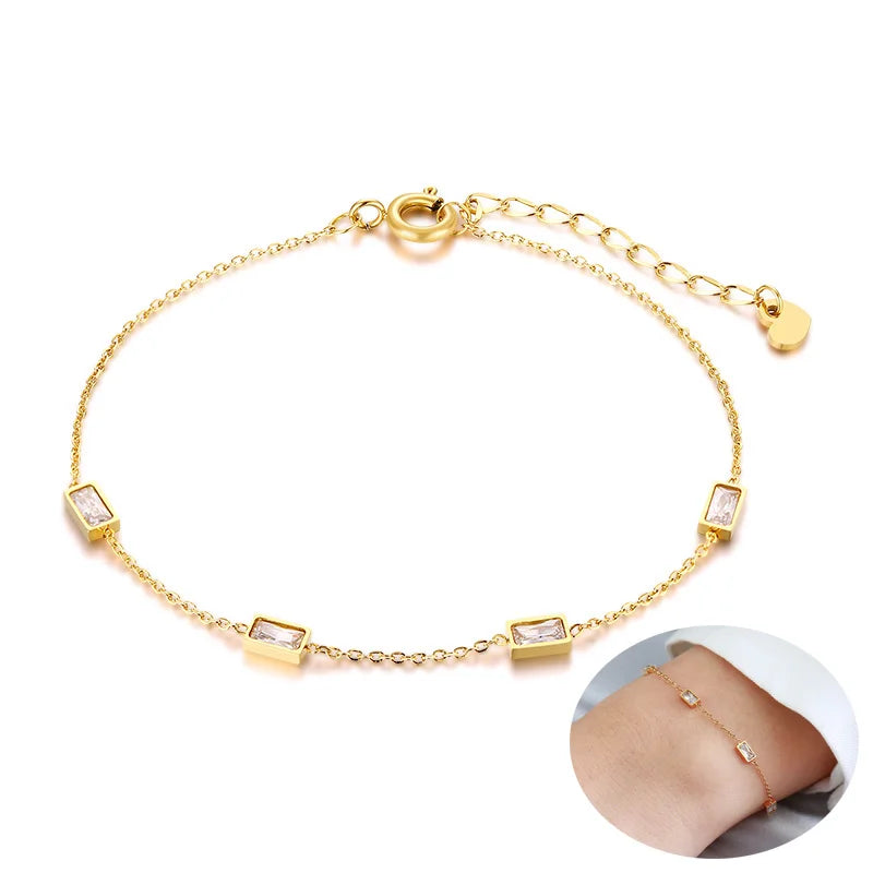 Cubic Zirconia Stainless Steel Link Chain Bracelet for Women Chain Link Bracelet SPOT