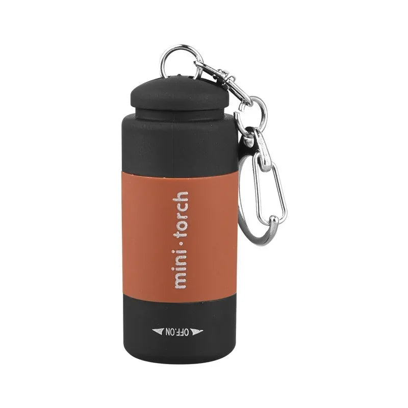 USB Rechargeable LED Keychain Flashlight – Waterproof EDC Light Keychain Flashlight SPOT Brown