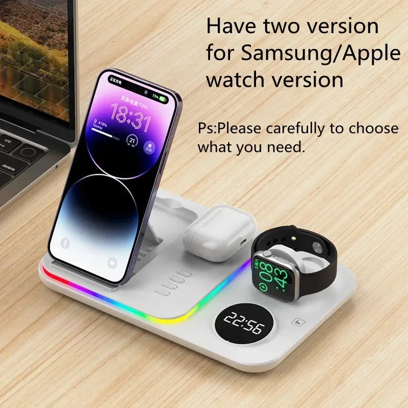 VIKEFON 4-in-1 Wireless Charging Station with Clock & Night Light Wireless Charging Station SPOT