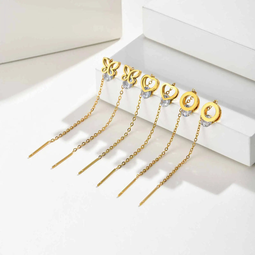 18K Gold Plated Butterfly Heart Drop Earrings – Stainless Steel Drop Earrings SPOT