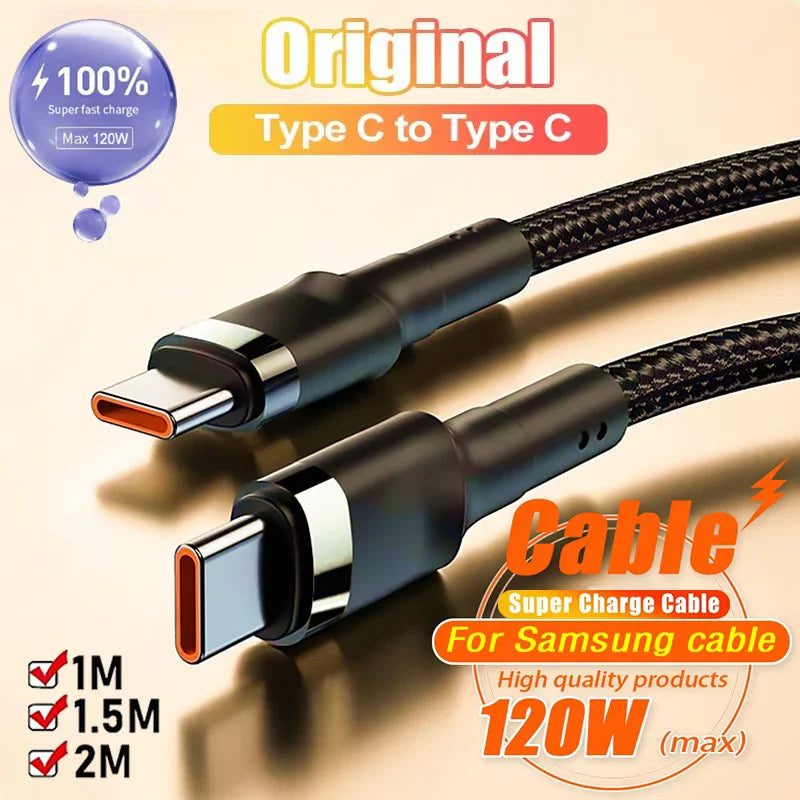 120W USB-C to USB-C Fast Charging Cable – 6A PD Quick Charge USB-C Charging Cable SPOT