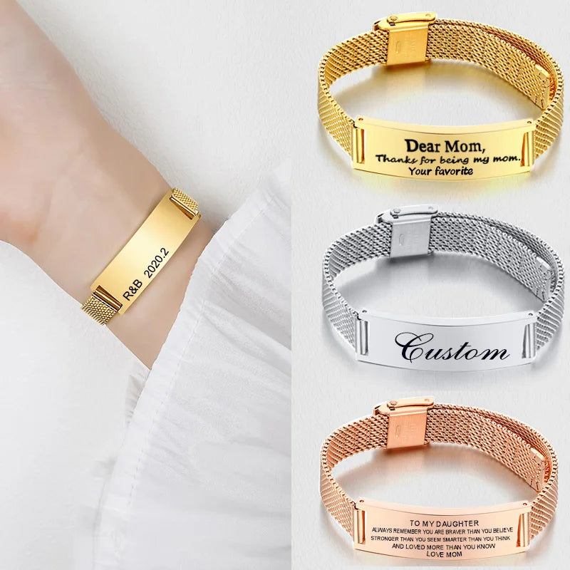 Personalized Milanese Mesh Bracelet – Custom Name Women's Gift Personalized Bracelet SPOT