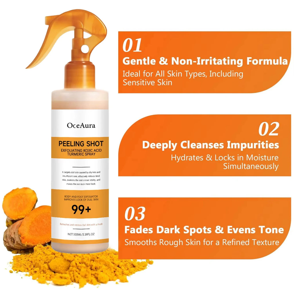 OceAura Kojic Acid Turmeric Exfoliating Body Spray 100ml Body Exfoliating Spray SPOT