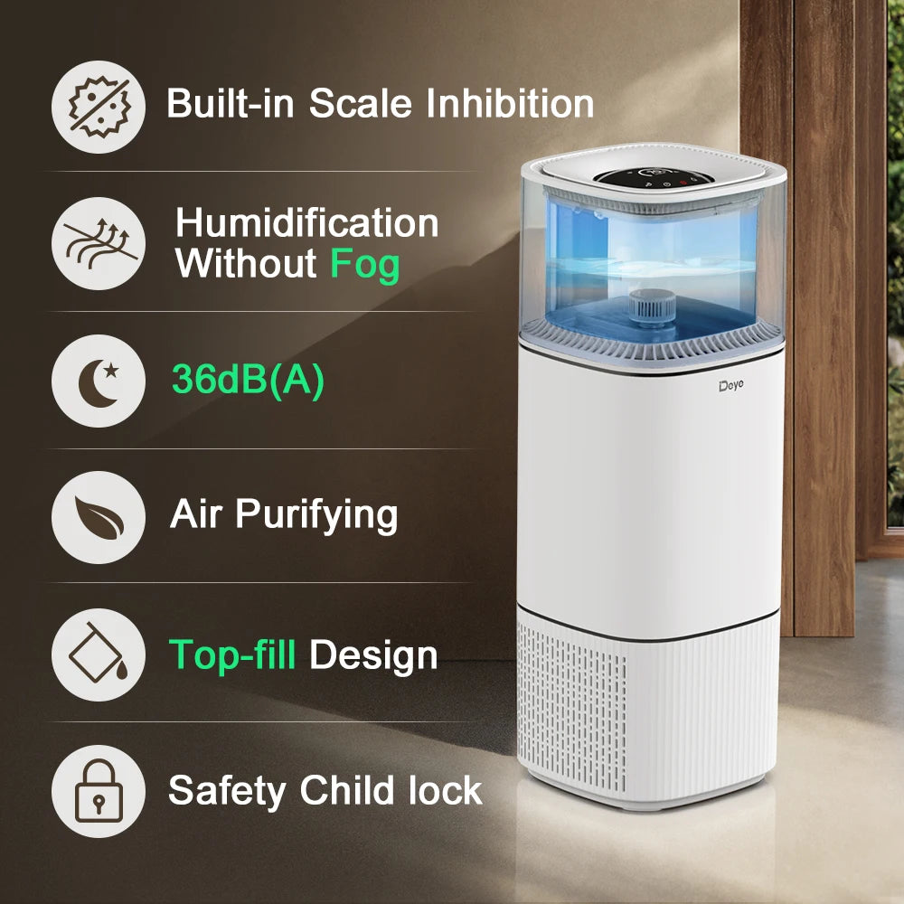 Portable Evaporative Humidifier – Night Light, Timer & App Control Evaporative Humidifier SPOT