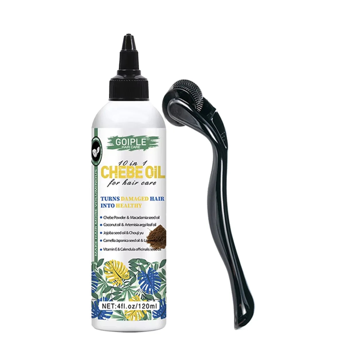 Goiple Chebe Hair Growth Oil + 0.25mm Roller – 120ml Serum Hair Growth Oil SPOT 2pcs-120chebe-roller