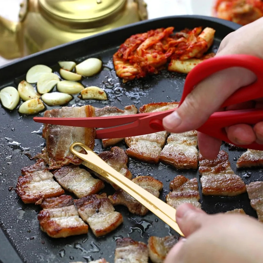 3-Pack Gold-Plated Stainless Steel Korean BBQ Grill Tongs BBQ Grill Tongs SPOT