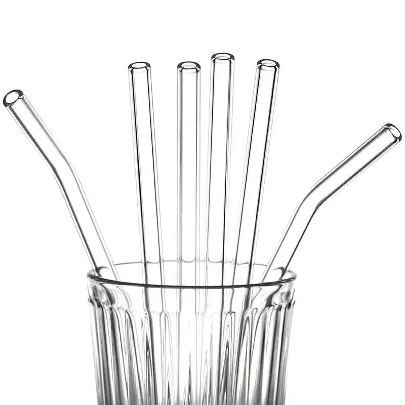 Reusable Borosilicate Glass Straws Set with Cleaning Brush Glass Drinking Straws SPOT