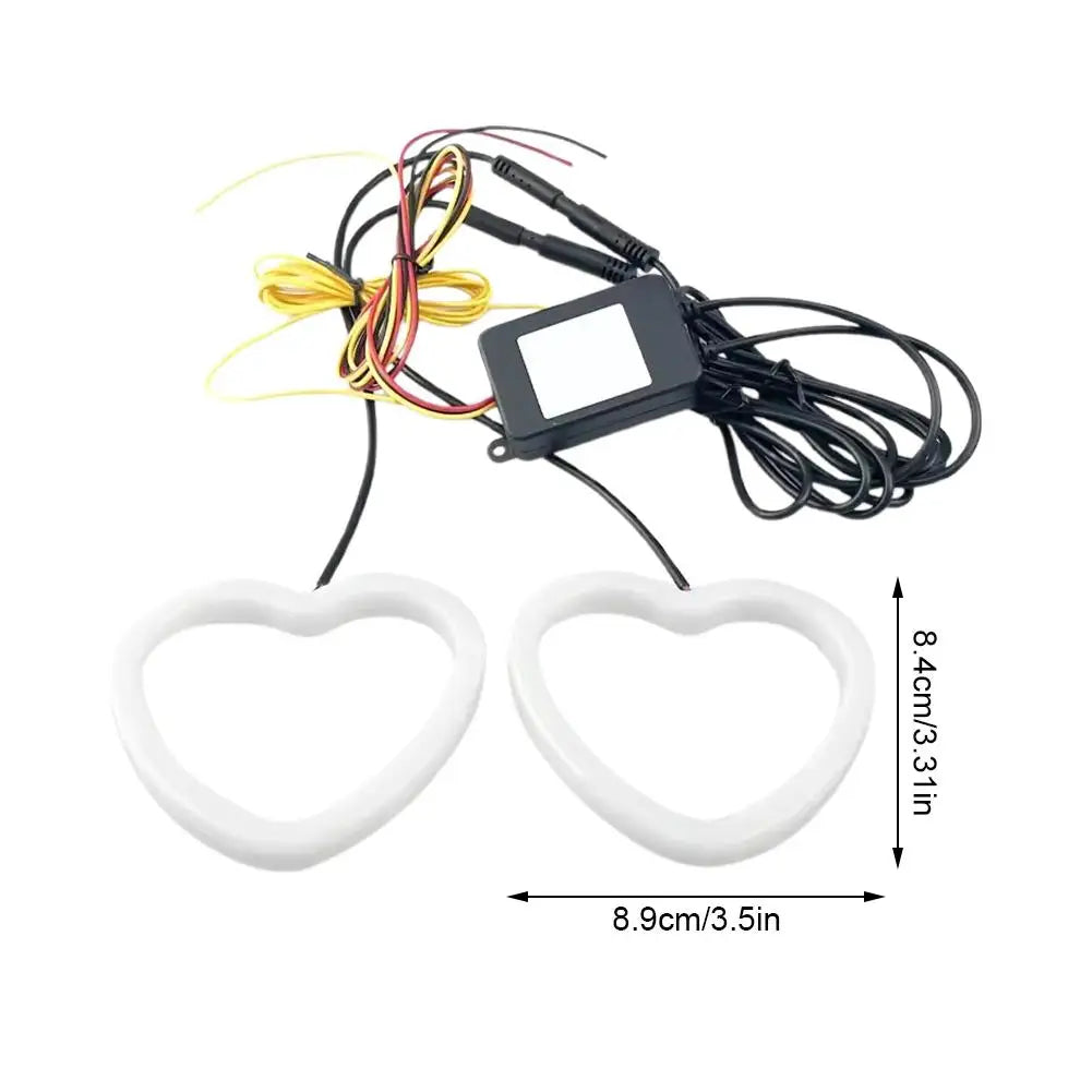 RGB Heart Angel Eye Halo Rings 12V LED DRL & Amber Turn Signal LED Halo Ring Set SPOT
