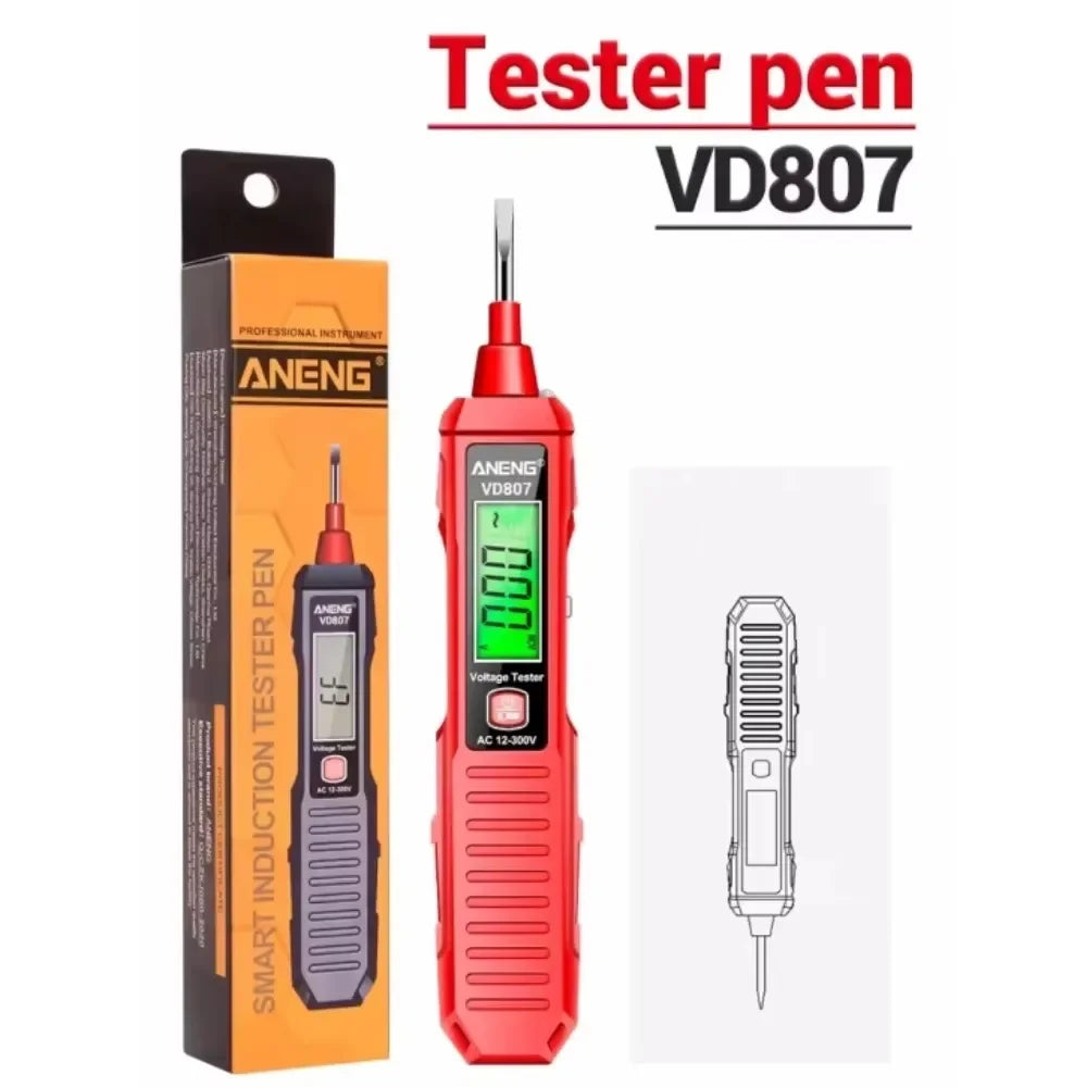 ANENG VD807 Non-Contact Voltage Tester Pen – NCV Wire Detector Voltage Tester Pen SPOT Red