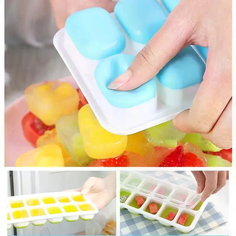 Silicone Ice Cube Trays with Lid – 4 Pack, 14 Cavities Each Silicone Ice Tray SPOT