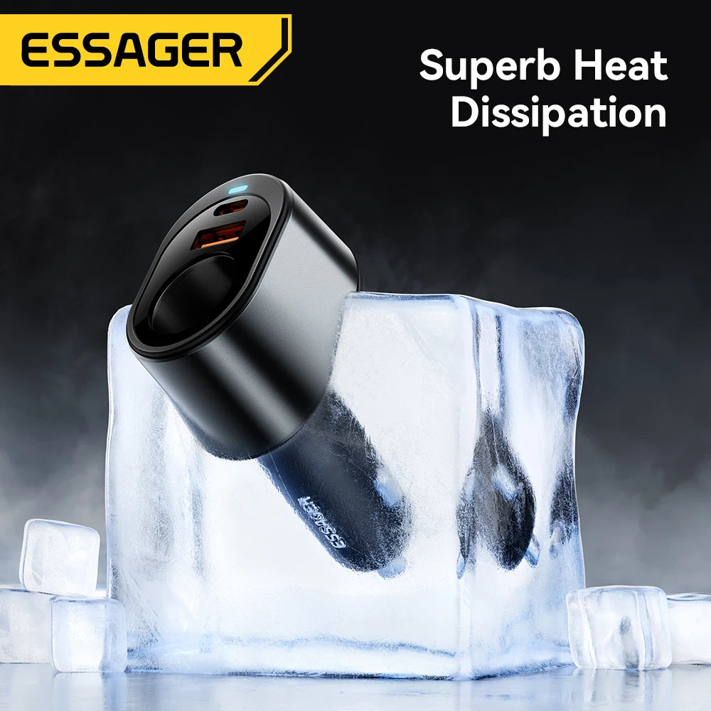 Essager 120W USB-C Car Charger with 85W Cigarette Lighter Port USB-C Car Charger SPOT