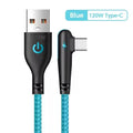 120W USB-A to USB-C Fast Charging Cable – 90° Elbow Braided USB-C Charging Cable SPOT BL 2m