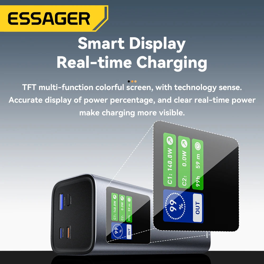 ESSAGER 140W 27000mAh Power Bank PD3.1 Fast Charging Display Portable Power Bank SPOT