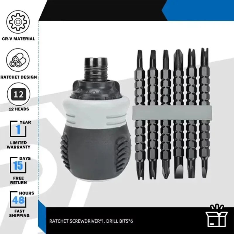 Ergonomic Ratchet Screwdriver Set – Double-Headed, Multi-Bit Ratchet Screwdriver Set SPOT