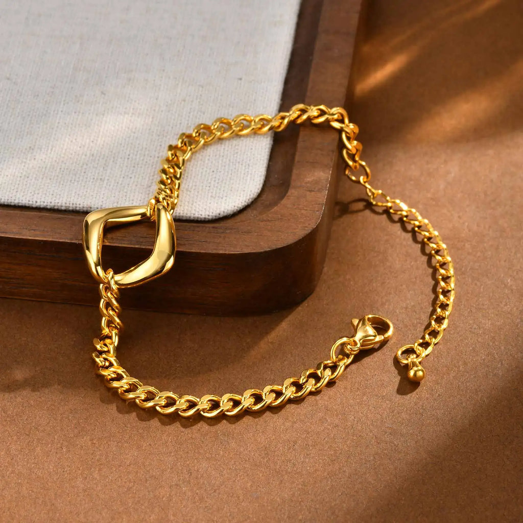 Minimalist Cuban Chain Bracelet – Gold Stainless Steel Women Chain Link Bracelet SPOT