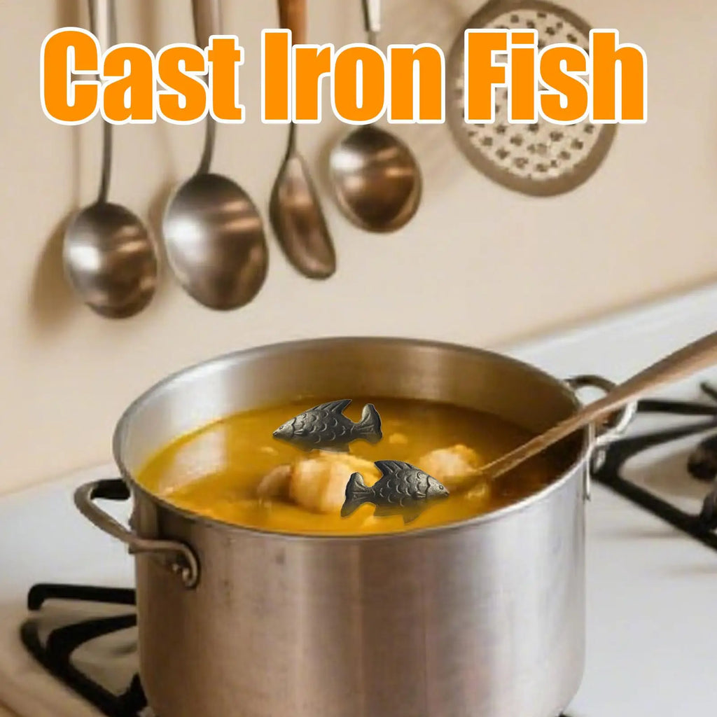 2-Pack Cast Iron Fish – Natural Iron-Boosting Kitchen Tool Iron Cooking Tool SPOT