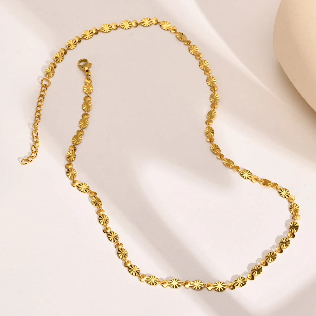 Daisy Chain Necklace – Gold Stainless Steel Flower Collar Chain Necklace SPOT