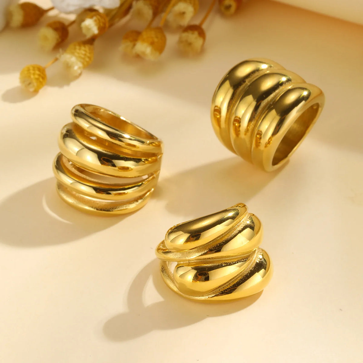Meaeguet Chunky Dome Ring – 18K Gold Plated Stainless Steel Fashion Ring SPOT
