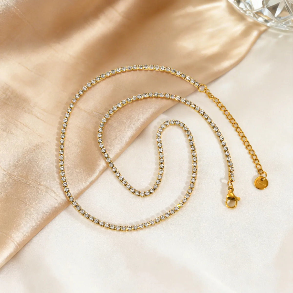 Stainless Steel CZ Tennis Necklace – 2mm Cubic Zirconia Choker Tennis Choker Necklace SPOT