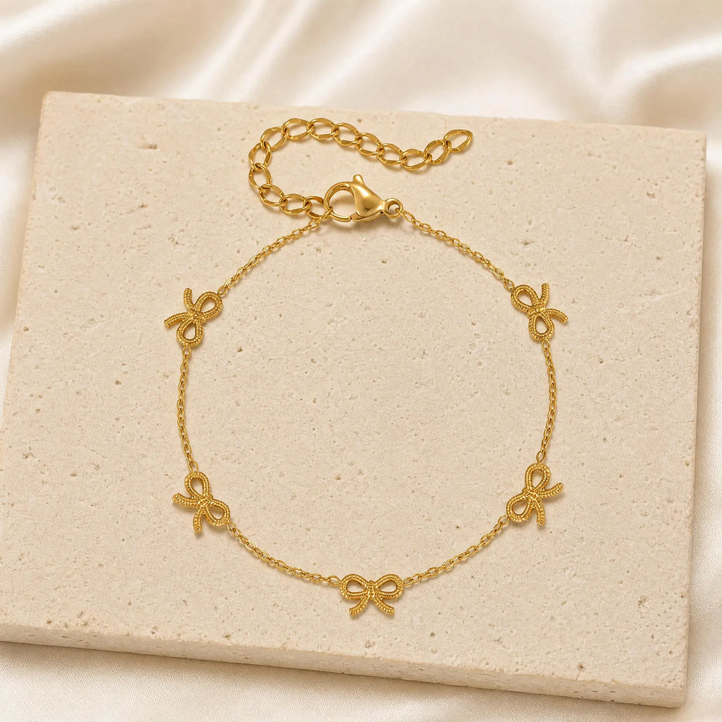 Multi Bowknot Bracelet – 18K Gold Plated Stainless Steel Women Chain Link Bracelet SPOT