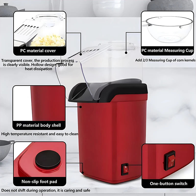 Automatic Mini Hot Air Popcorn Maker 1200W – 110V/220V Popcorn Maker SPOT
