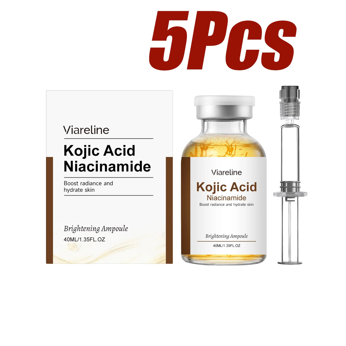 VIARELINE Niacinamide Kojic Acid Brightening Ampoule Serum 40ml Brightening Face Serum SPOT 5 x 40ml Boxed