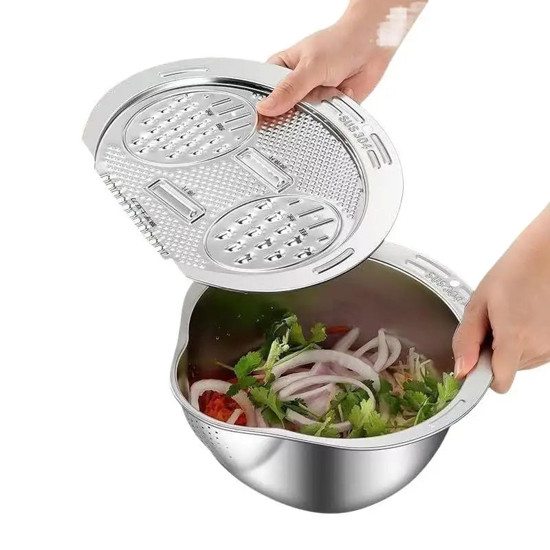 Stainless Steel Colander & Grater Set – Vegetable Shredder Bowl Colander Grater Set SPOT