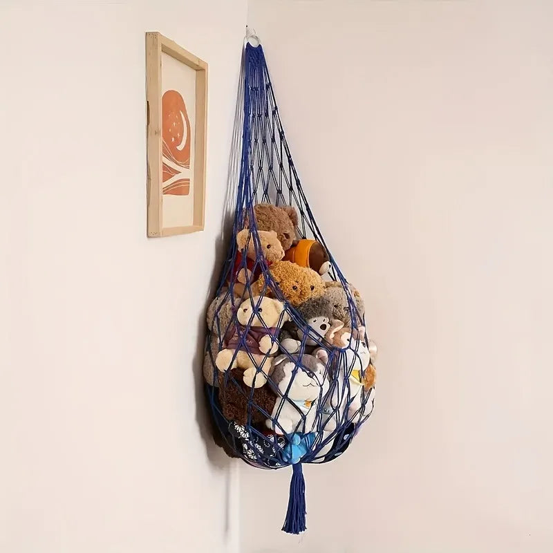Plush Toy Hammock – Large Stuffed Animal Storage Net Toy Storage Hammock SPOT Blue