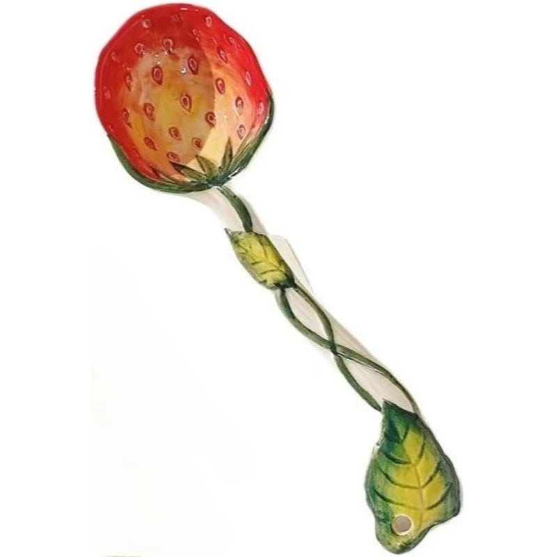 Hand-Painted Strawberry Ceramic Soup Ladle & Stirring Spoon Ceramic Kitchen Spoon SPOT Default Title