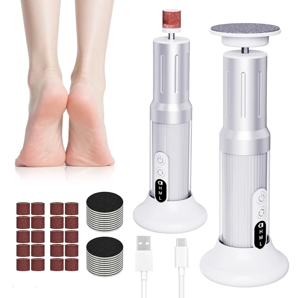 Electric Foot File Pedicure Kit – Rechargeable Callus Remover Electric Foot File SPOT White