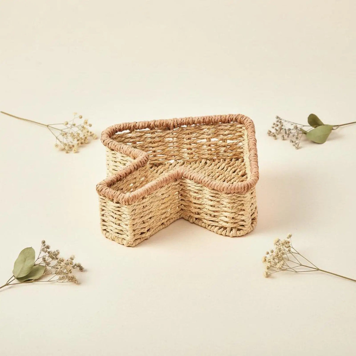 Woven Paper Rope Basket – Multi-Compartment Storage Organizer Woven Storage Basket SPOT