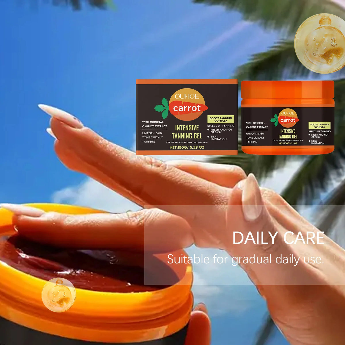 Carrot Tanning Gel – Hydrating Sunless Bronzing Gel 150g Self-Tanner Bronzing Gel SPOT