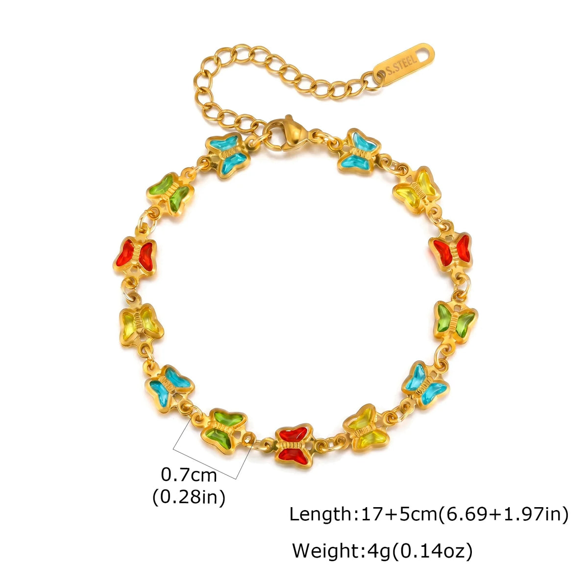 Butterfly CZ Link Bracelet – 18K Gold Plated Stainless Steel Chain Link Bracelet SPOT