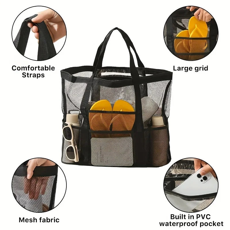Large Foldable Mesh Beach Bag – Pool, Gym & Travel Tote Foldable Mesh Tote SPOT