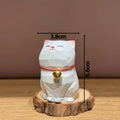 Hand Carved Wooden White Cat Figurine | Lucky Desktop Ornament Wood Cat Figurine SPOT 1pc