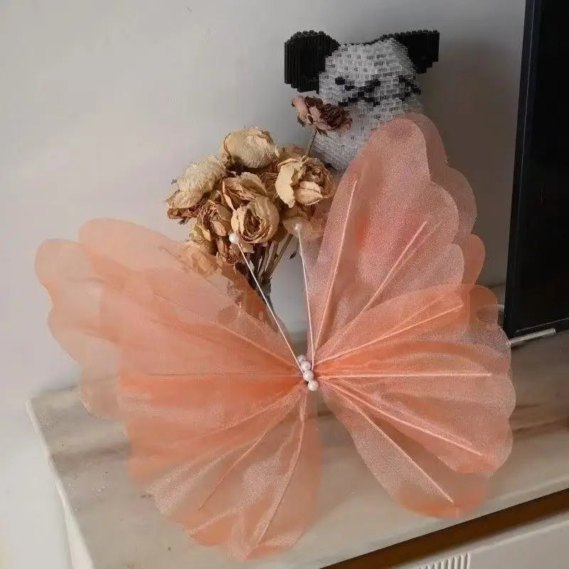 3D Organza Butterfly Wall Decor 45–50cm – Wedding & Party Wall Decoration SPOT Orange