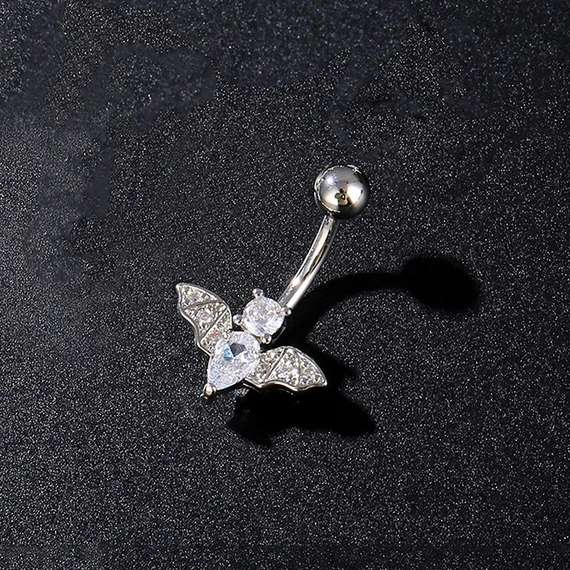 Zircon Belly Button Ring – Stainless Steel Navel Piercing Jewelry Navel Piercing Ring SPOT A12