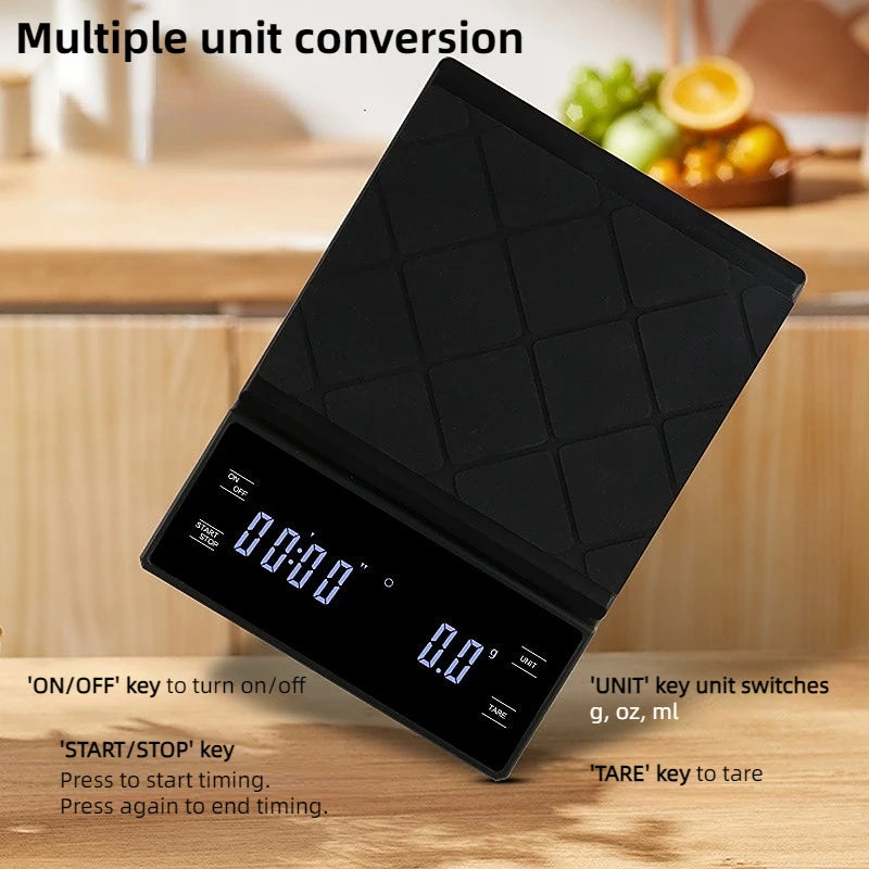 Digital Coffee Scale with Timer & LED Screen – 3kg/0.1g Digital Kitchen Scale SPOT