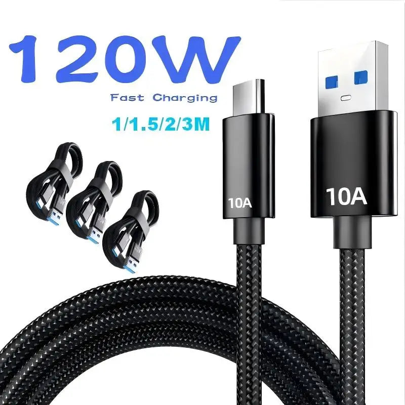 120W USB-A to USB-C Braided Fast Charging Data Cable USB-C Charging Cable SPOT