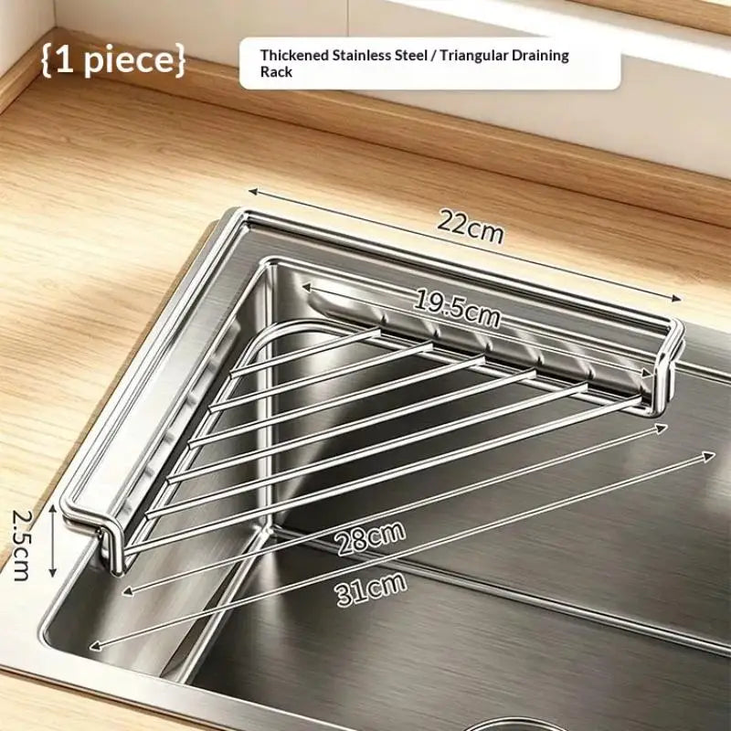 Stainless Steel Corner Sink Drain Rack – Kitchen Organizer Sink Drain Rack SPOT