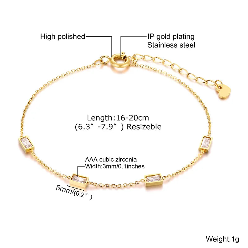 Cubic Zirconia Stainless Steel Link Chain Bracelet for Women Chain Link Bracelet SPOT