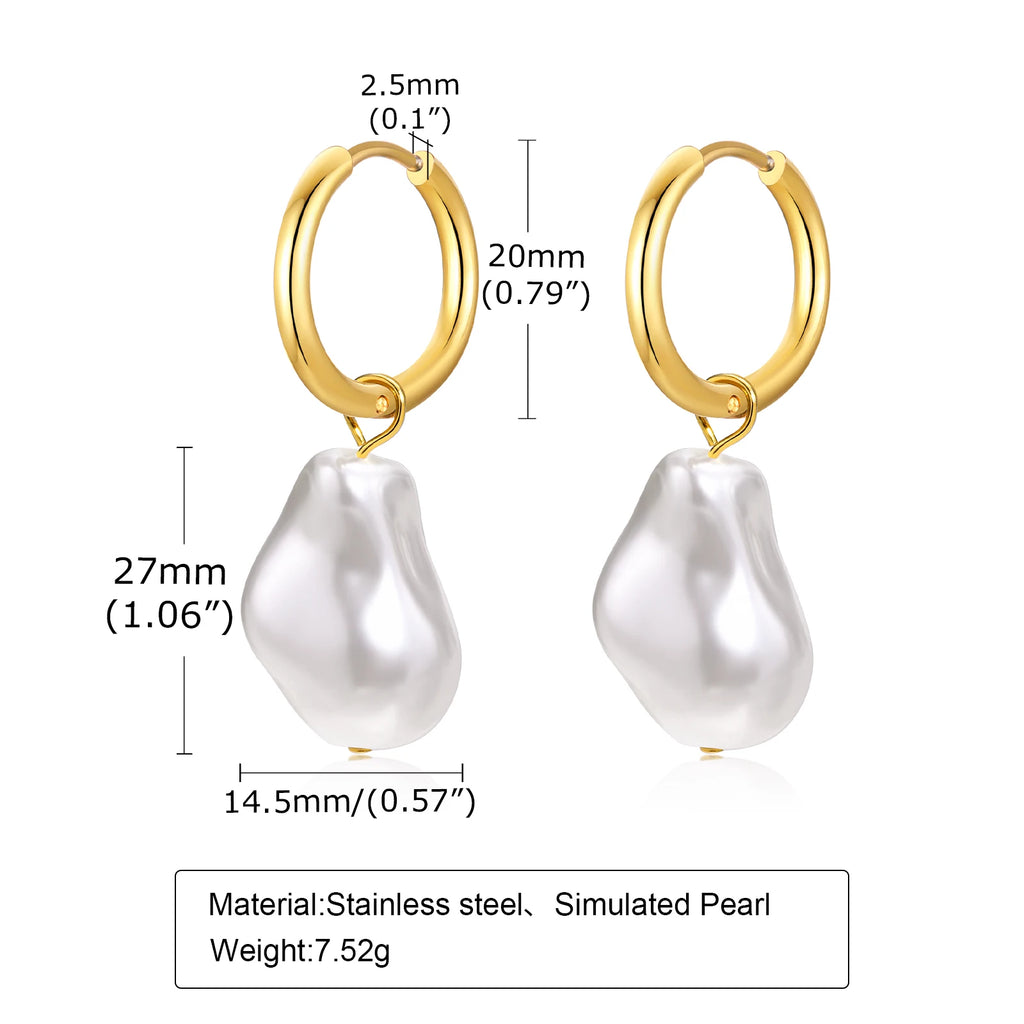 Baroque Pearl Huggie Hoop Earrings – Gold Stainless Steel Huggie Hoop Earrings SPOT