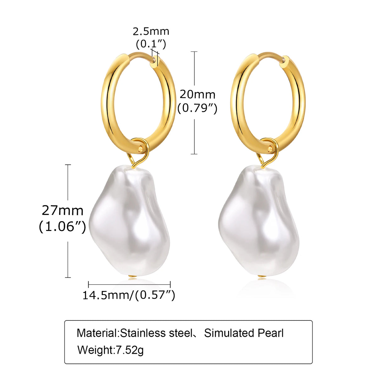 Baroque Pearl Huggie Hoop Earrings – Gold Stainless Steel Huggie Hoop Earrings SPOT