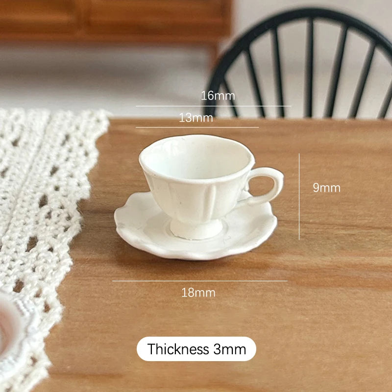 Dollhouse Miniature French Retro Coffee Cup & Plate Set Dollhouse Accessory SPOT A2