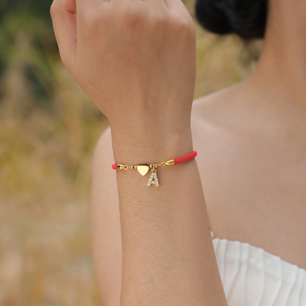 Heart Initial Bracelet Women – 18K Gold Milan Rope, A–Z Letters Charm Bracelet SPOT