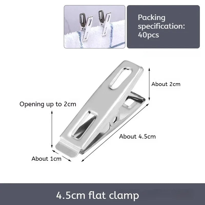 Stainless Steel Clothespins 20/100-Pack – Flat Binder Clips Clothespins Clip Set SPOT