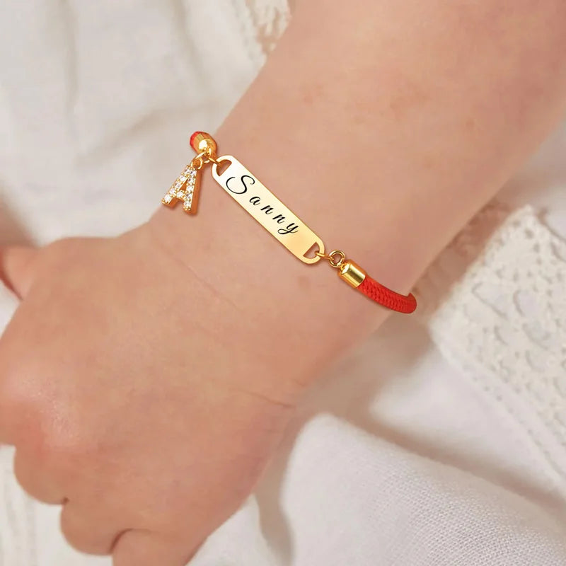 Custom Initial Name Bracelet – Kids Adjustable Red Rope Gift Personalized Bracelet SPOT