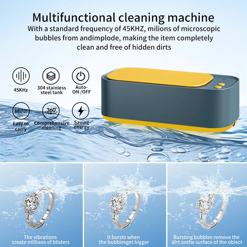 USB Sonic Cleaner for Jewelry, Glasses & Braces – 500ml Sonic Cleaner SPOT