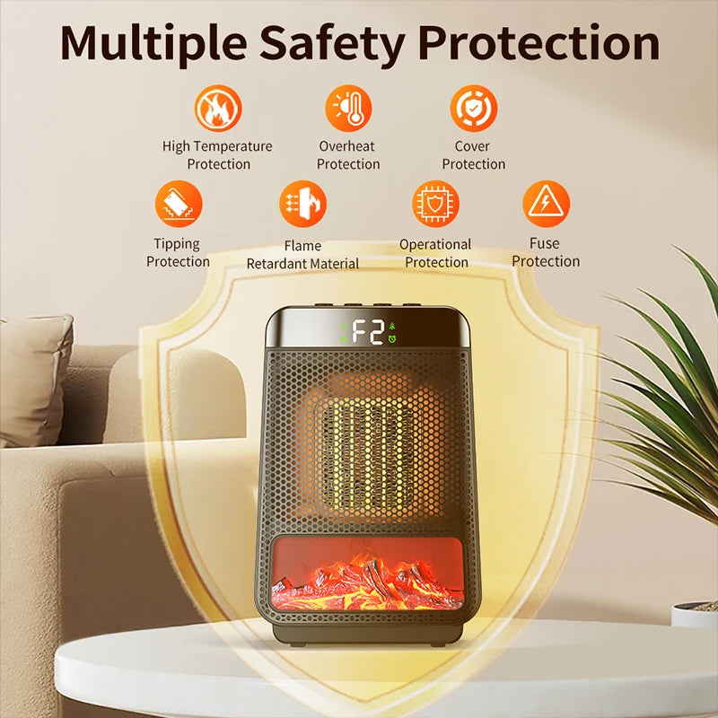 PTC Electric Fireplace Heater – 3D Flame, Silent, Energy Saving Electric Fireplace Heater SPOT